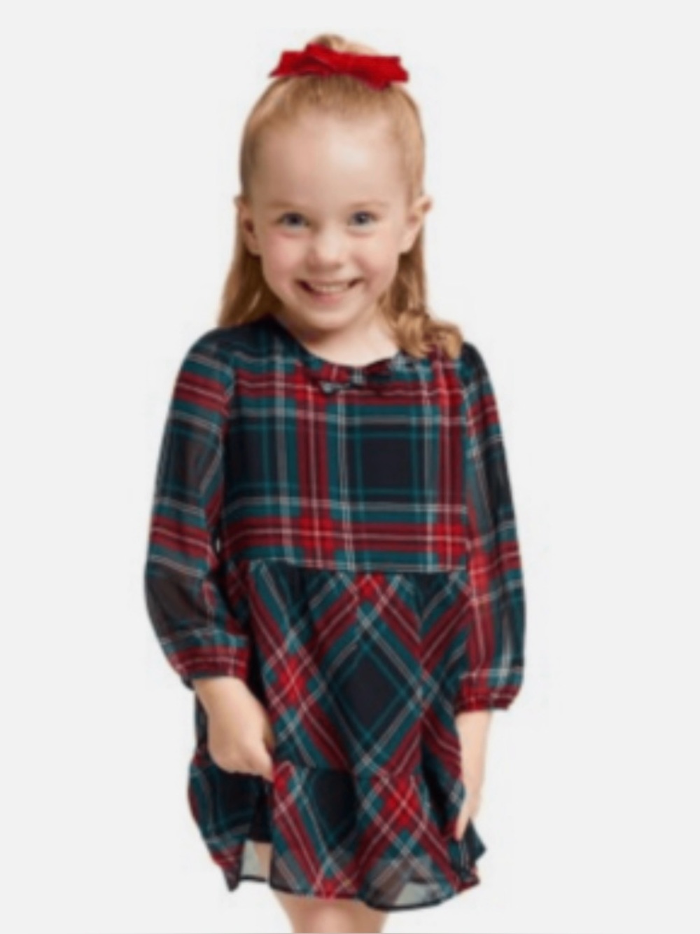 Draper James Girls 2T Plaid Holiday Dress Red Green Bow Long Sleeve EUC